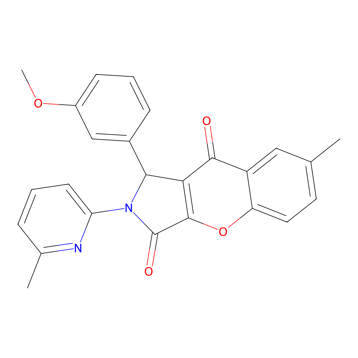 1-(3-Methoxyphenyl)-7-methyl-2-(6-methyl-2-pyridinyl)-1,2-dihydrochromeno[2,3-c]pyrrole-3,9-dione molecular structure, CAS 844650-10-8