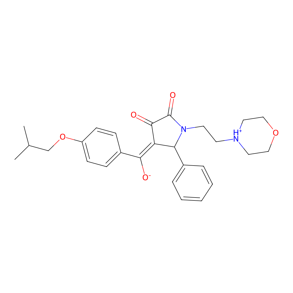 3-hydroxy-4-[4-(2-methylpropoxy)benzoyl]-1-[2-(morpholin-4-yl)ethyl]-5-phenyl-2,5-dihydro-1H-pyrrol-2-one molecular structure, CAS 844650-40-4