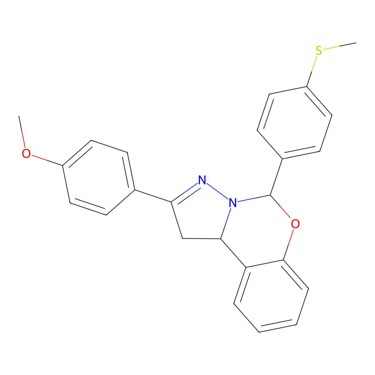 2-(4-Methoxyphenyl)-5-[4-(methylsulfanyl)phenyl]-1,10b-dihydropyrazolo[1,5-c][1,3]benzoxazine molecular structure, CAS 844650-65-3