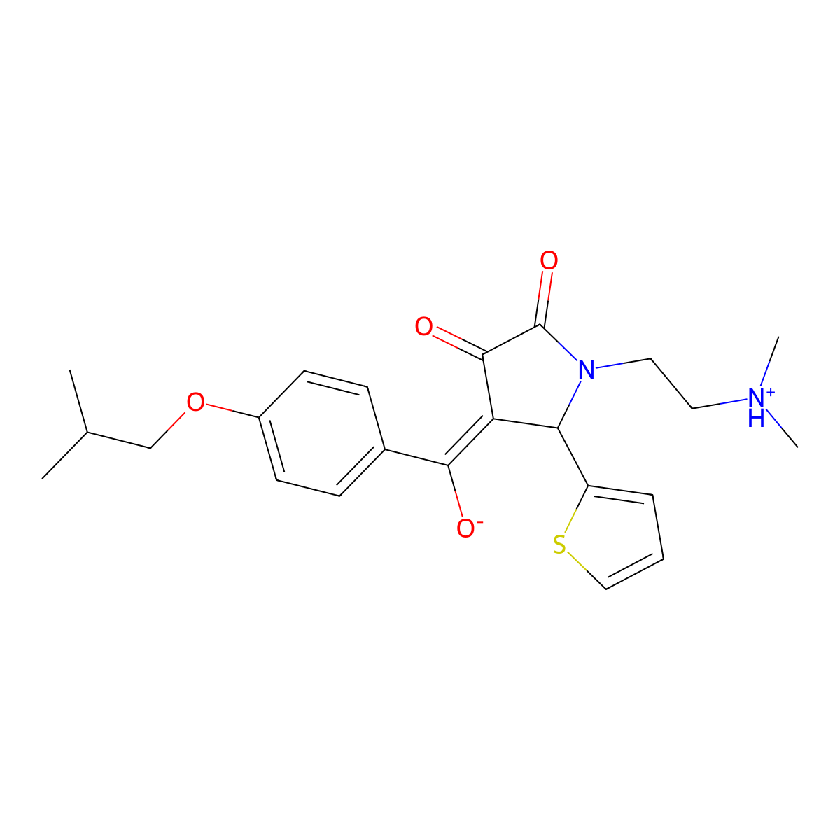 1-[2-(dimethylamino)ethyl]-3-hydroxy-4-[4-(2-methylpropoxy)benzoyl]-5-(thiophen-2-yl)-2,5-dihydro-1H-pyrrol-2-one molecular structure, CAS 844650-70-0