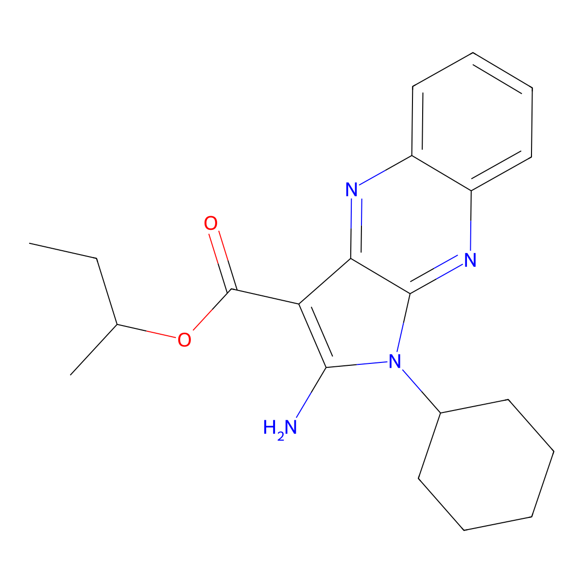 Butan-2-yl 2-amino-1-cyclohexylpyrrolo[3,2-b]quinoxaline-3-carboxylate molecular structure, CAS 844651-04-3