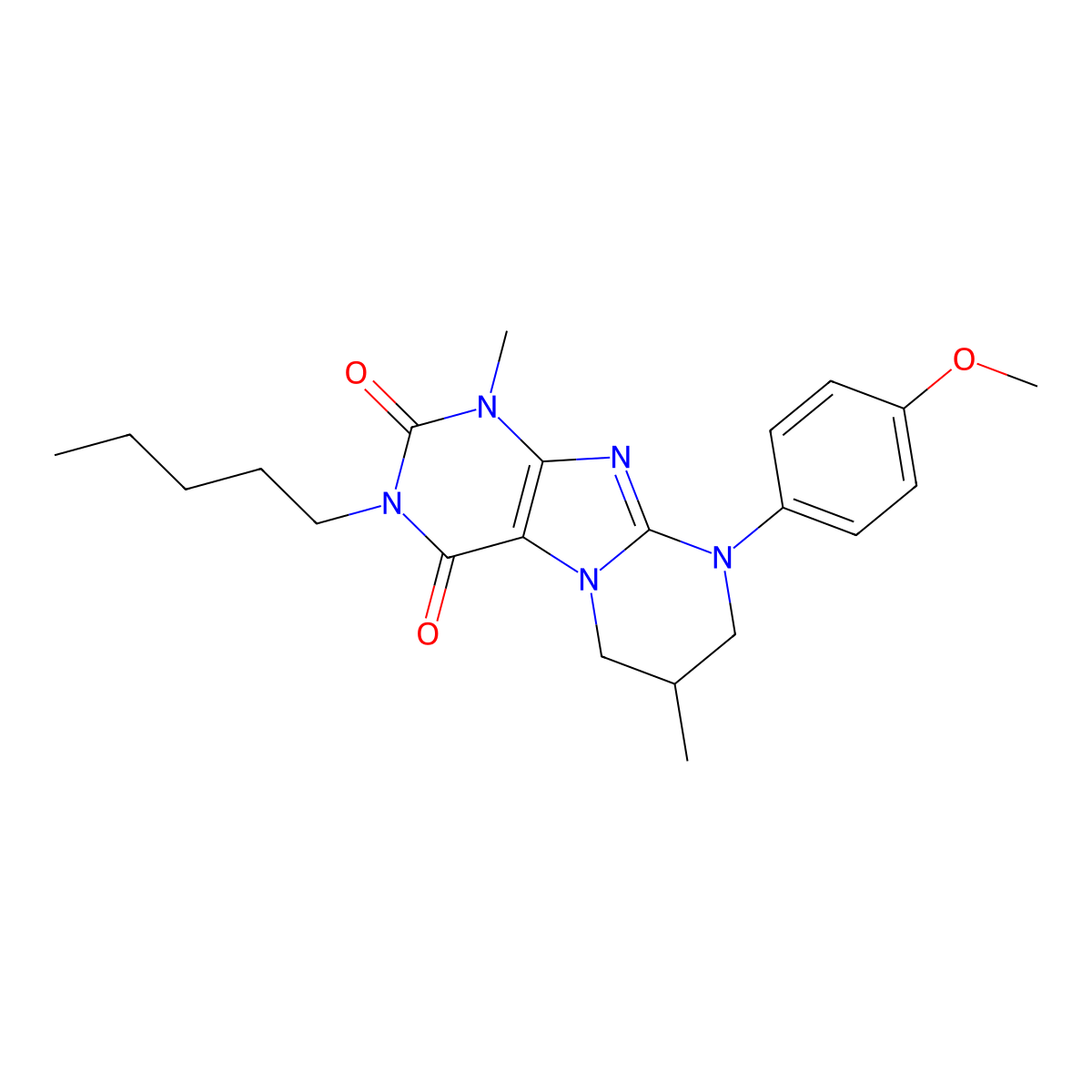 9-(4-methoxyphenyl)-1,7-dimethyl-3-pentyl-7,8-dihydro-6H-purino[7,8-a]pyrimidine-2,4-dione molecular structure, CAS 844651-08-7