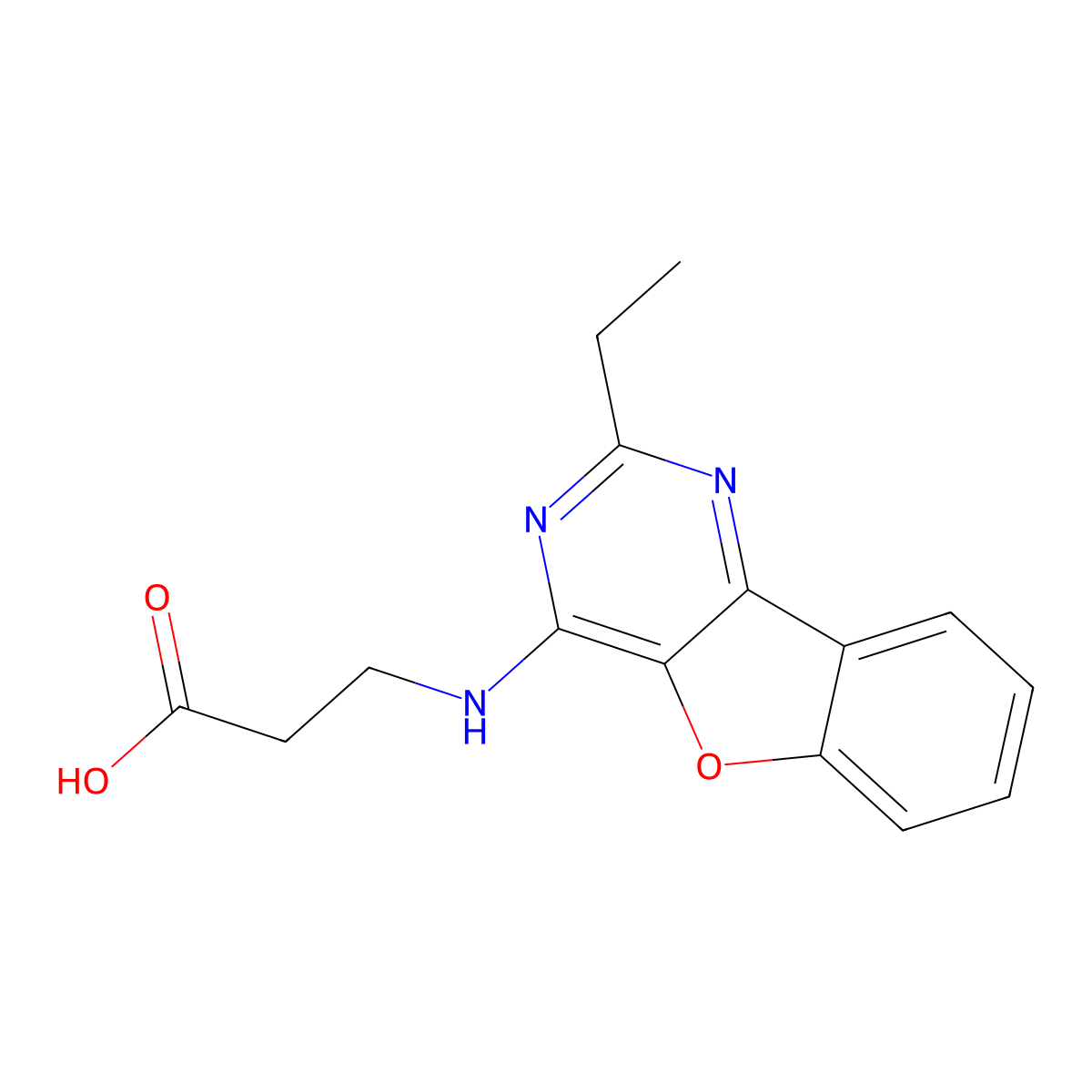 3-((2-Ethylbenzofuro[3,2-d]pyrimidin-4-yl)amino)propanoic acid molecular structure, CAS 844651-18-9