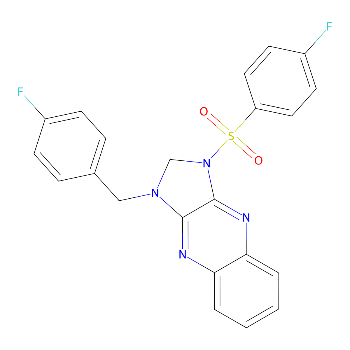 1-(4-fluorobenzyl)-3-((4-fluorophenyl)sulfonyl)-2,3-dihydro-1H-imidazo[4,5-b]quinoxaline molecular structure, CAS 844651-27-0