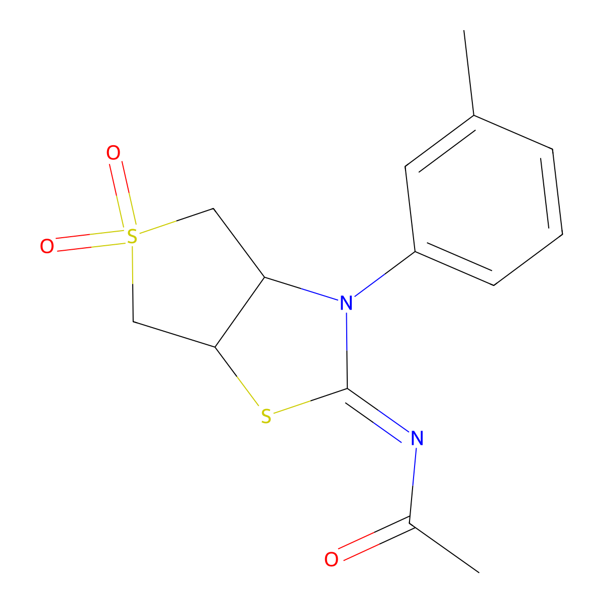 (Z)-N-(5,5-dioxido-3-(m-tolyl)tetrahydrothieno[3,4-d]thiazol-2(3H)-ylidene)acetamide molecular structure, CAS 844651-46-3
