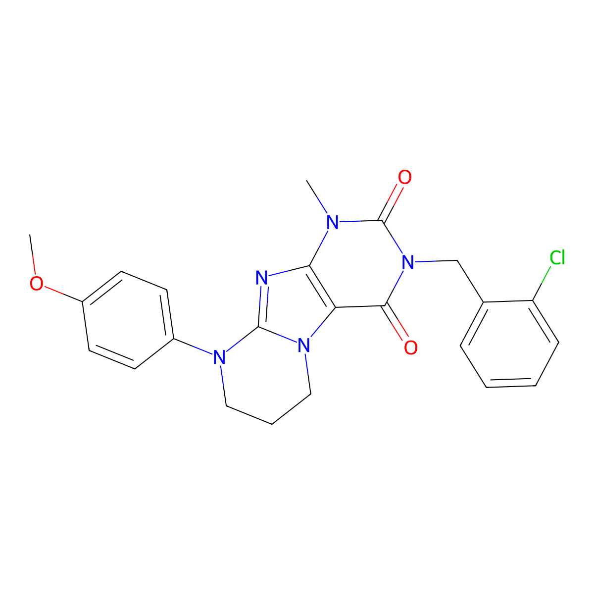 3-[(2-chlorophenyl)methyl]-9-(4-methoxyphenyl)-1-methyl-7,8-dihydro-6H-purino[7,8-a]pyrimidine-2,4-dione molecular structure, CAS 844651-65-6