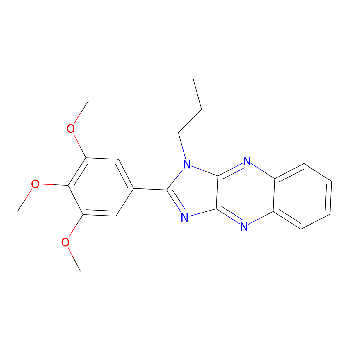 1-propyl-2-(3,4,5-trimethoxyphenyl)-1H-imidazo[4,5-b]quinoxaline molecular structure, CAS 844651-89-4
