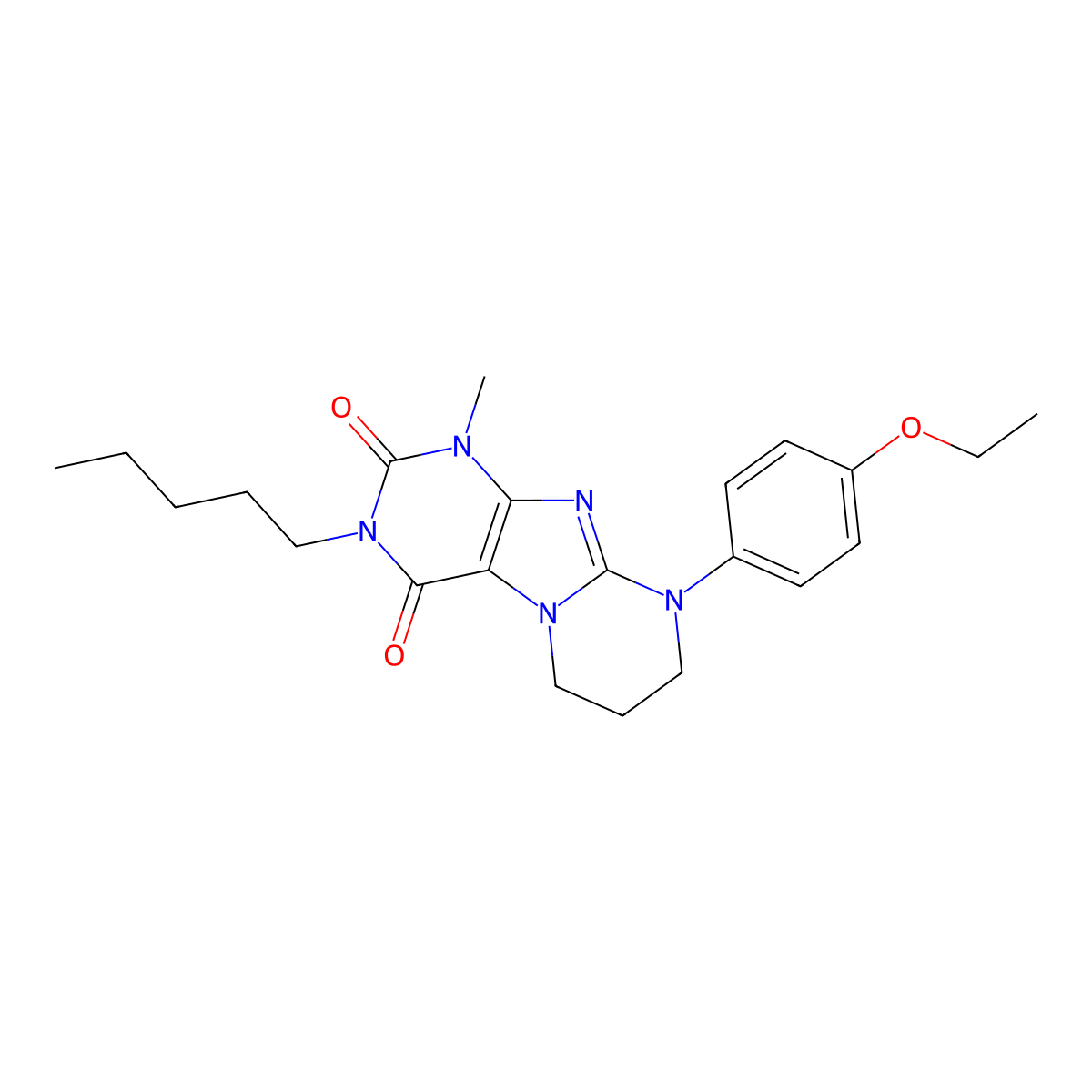 9-(4-ethoxyphenyl)-1-methyl-3-pentyl-6,7,8,9-tetrahydropyrimido[2,1-f]purine-2,4(1H,3H)-dione molecular structure, CAS 844652-13-7