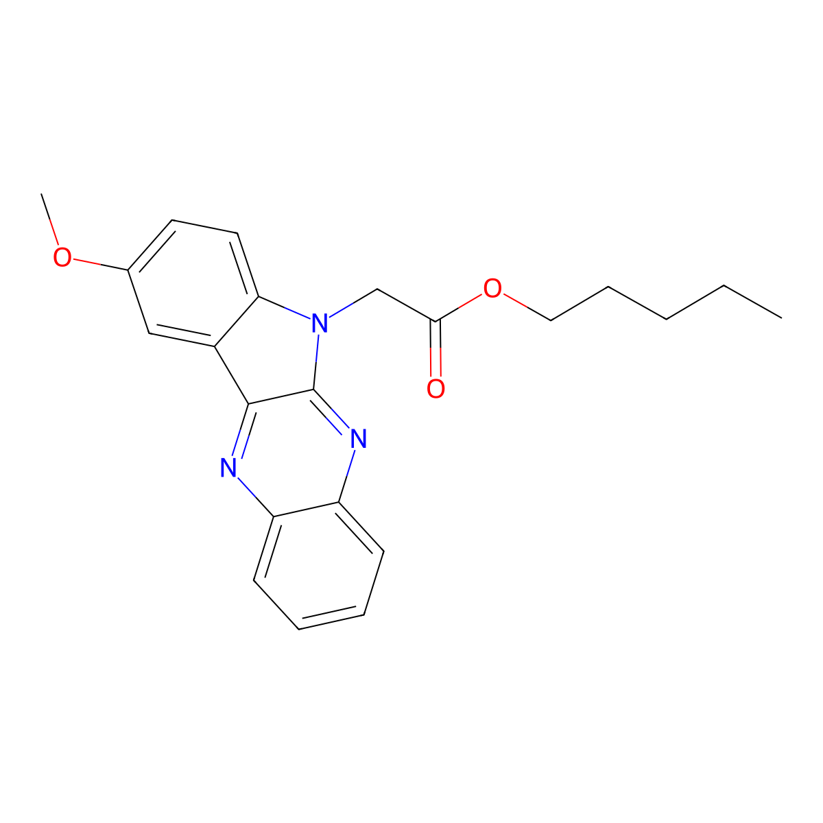 Pentyl 2-(2-methoxyindolo[2,3-b]quinoxalin-5-yl)acetate molecular structure, CAS 844652-25-1