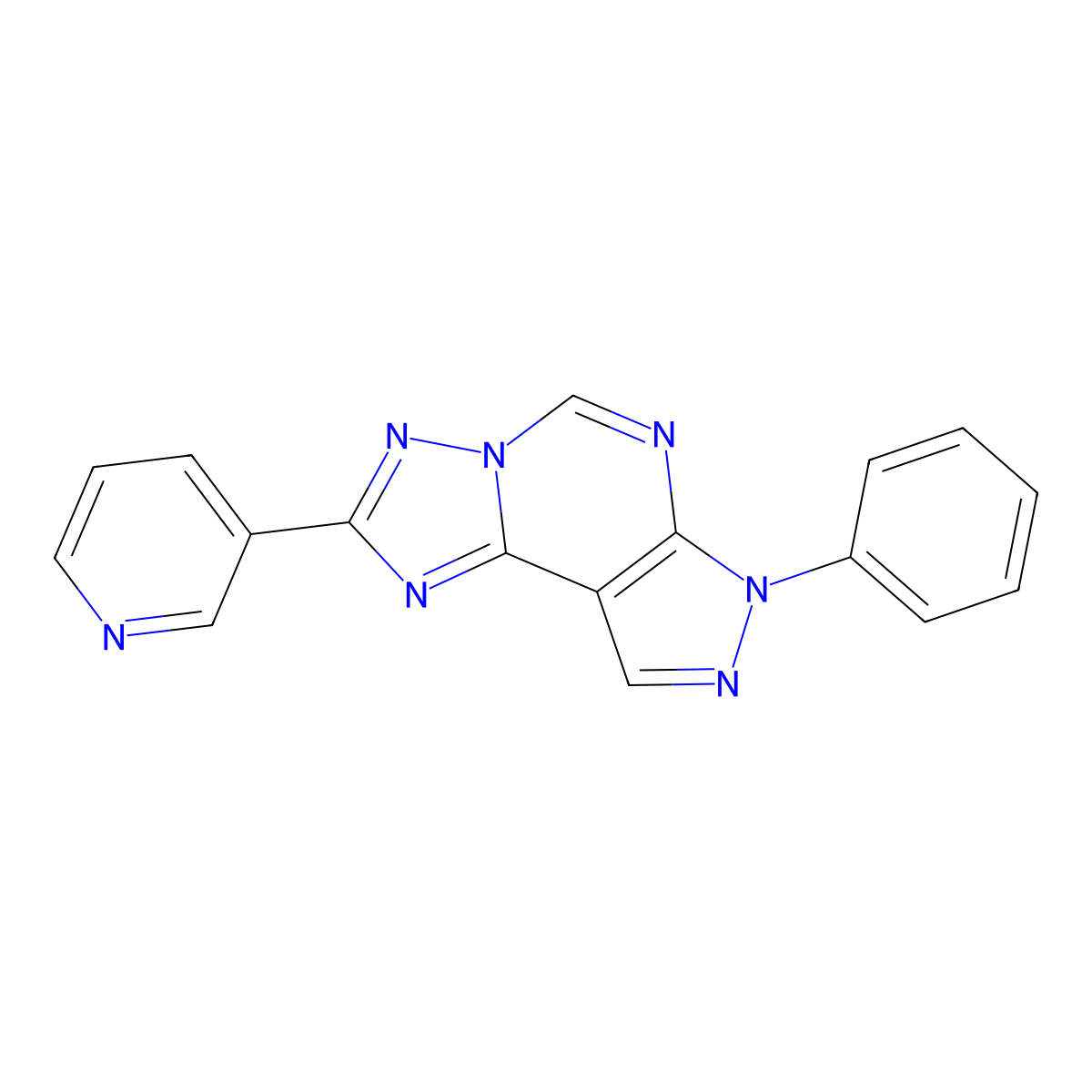 7-phenyl-2-(pyridin-3-yl)-7H-pyrazolo[4,3-e][1,2,4]triazolo[1,5-c]pyrimidine molecular structure, CAS 844653-59-4