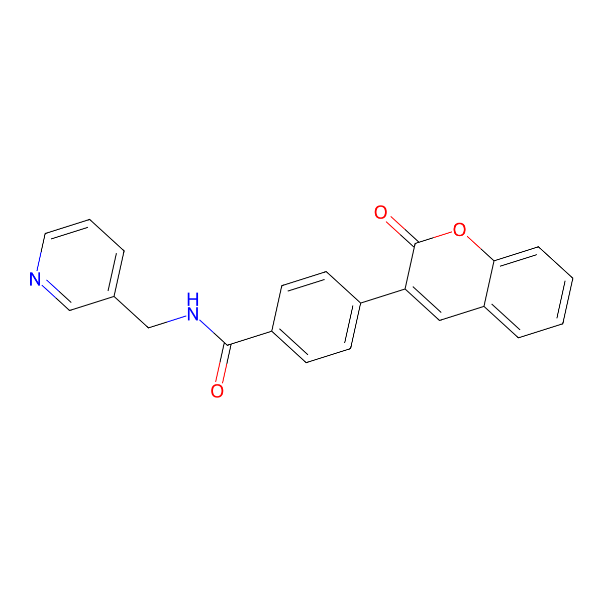 4-(2-oxo-1-benzopyran-3-yl)-N-(3-pyridinylmethyl)benzamide molecular structure, CAS 844653-66-3