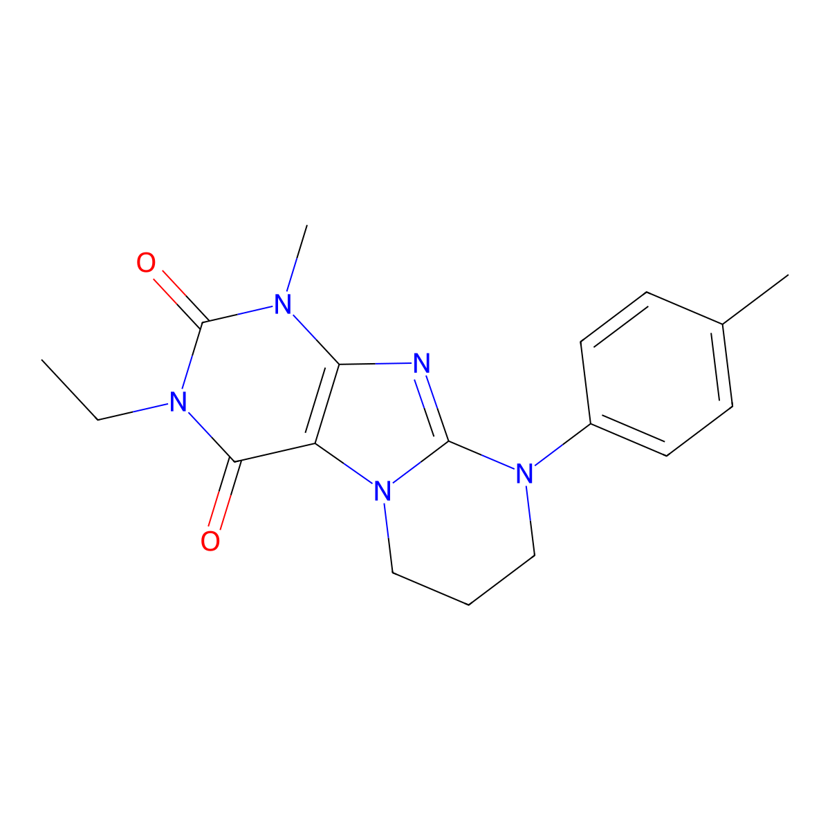 3-ethyl-1-methyl-9-(4-methylphenyl)-7,8-dihydro-6H-purino[7,8-a]pyrimidine-2,4-dione molecular structure, CAS 844653-73-2