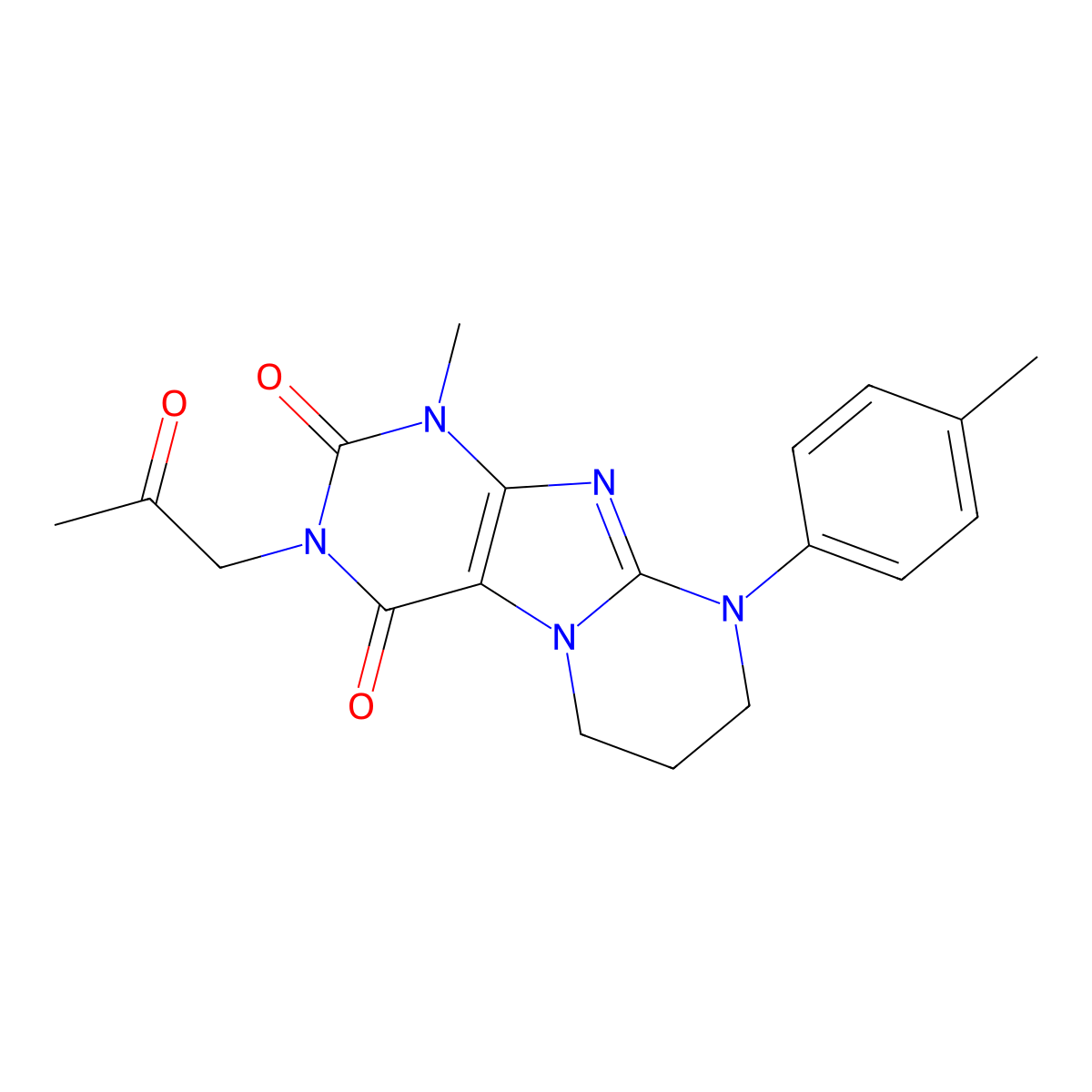 1-methyl-9-(4-methylphenyl)-3-(2-oxopropyl)-1H,2H,3H,4H,6H,7H,8H,9H-pyrimido[1,2-g]purine-2,4-dione molecular structure, CAS 844653-77-6