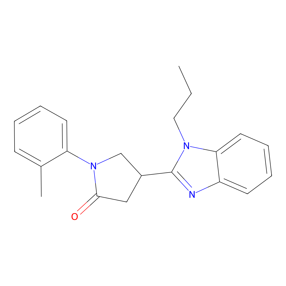 1-(2-Methylphenyl)-4-(1-propylbenzimidazol-2-yl)pyrrolidin-2-one molecular structure, CAS 844654-81-5