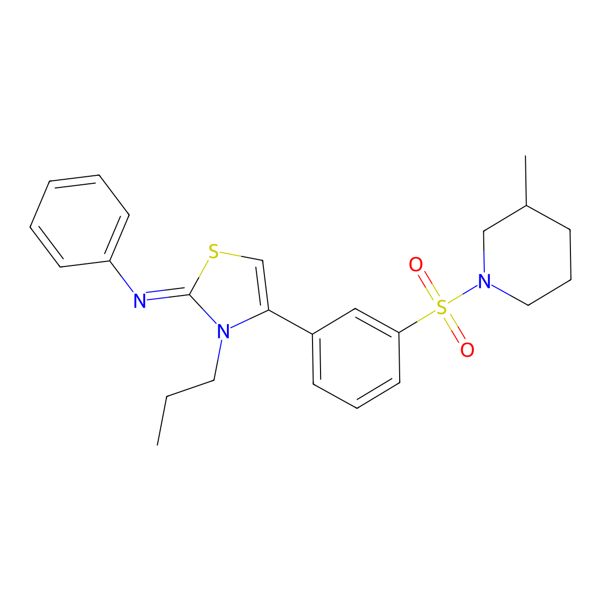 N-[(2Z)-4-{3-[(3-methylpiperidin-1-yl)sulfonyl]phenyl}-3-propyl-1,3-thiazol-2(3H)-ylidene]aniline molecular structure, CAS 844654-97-3