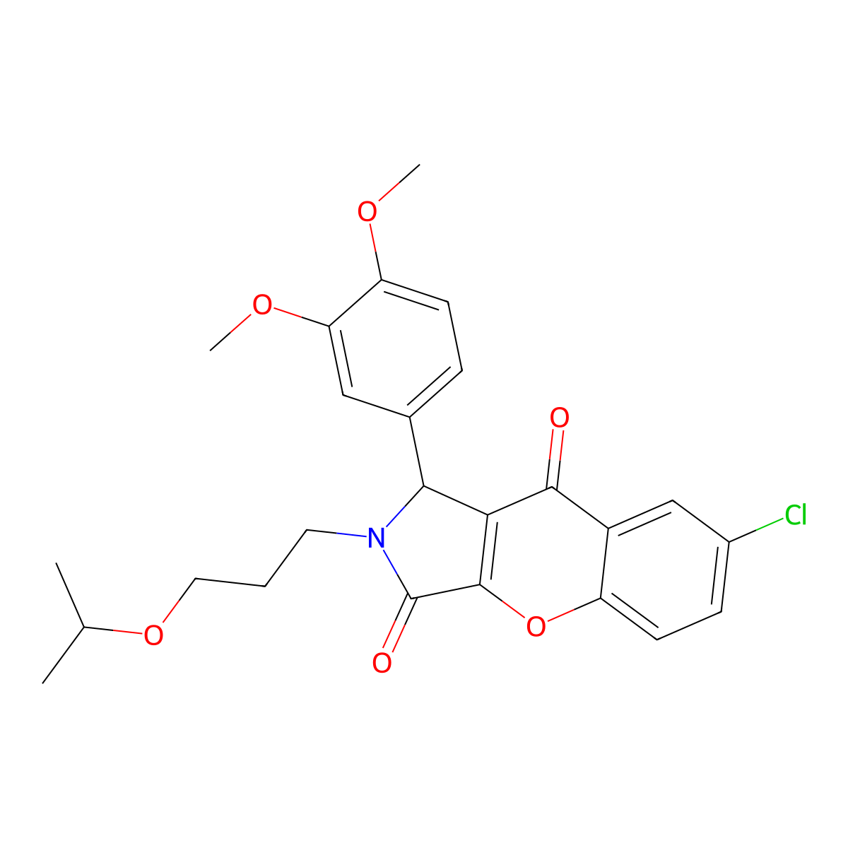 7-Chloro-1-(3,4-dimethoxyphenyl)-2-(3-isopropoxypropyl)-1,2-dihydrochromeno[2,3-c]pyrrole-3,9-dione molecular structure, CAS 844655-38-5