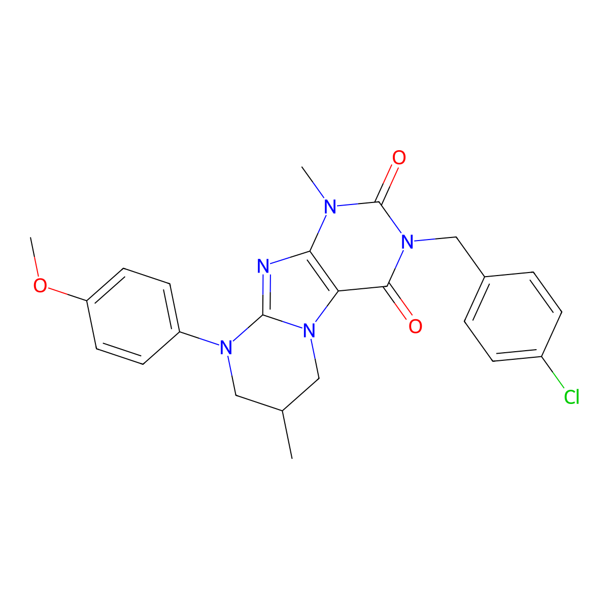 3-[(4-chlorophenyl)methyl]-9-(4-methoxyphenyl)-1,7-dimethyl-7,8-dihydro-6H-purino[7,8-a]pyrimidine-2,4-dione molecular structure, CAS 844655-58-9
