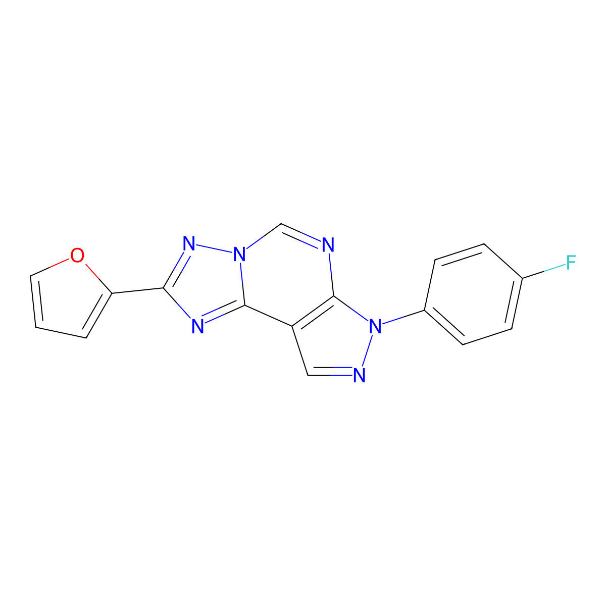 7-(4-fluorophenyl)-2-(furan-2-yl)-7H-pyrazolo[4,3-e][1,2,4]triazolo[1,5-c]pyrimidine molecular structure, CAS 844655-72-7