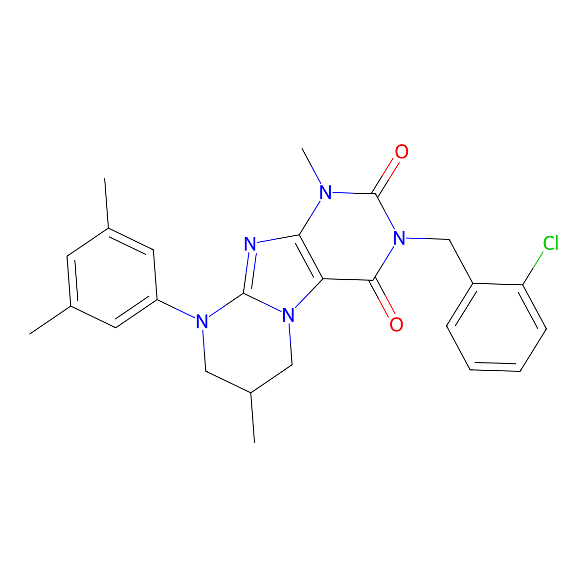 3-[(2-chlorophenyl)methyl]-9-(3,5-dimethylphenyl)-1,7-dimethyl-7,8-dihydro-6H-purino[7,8-a]pyrimidine-2,4-dione molecular structure, CAS 844656-02-6