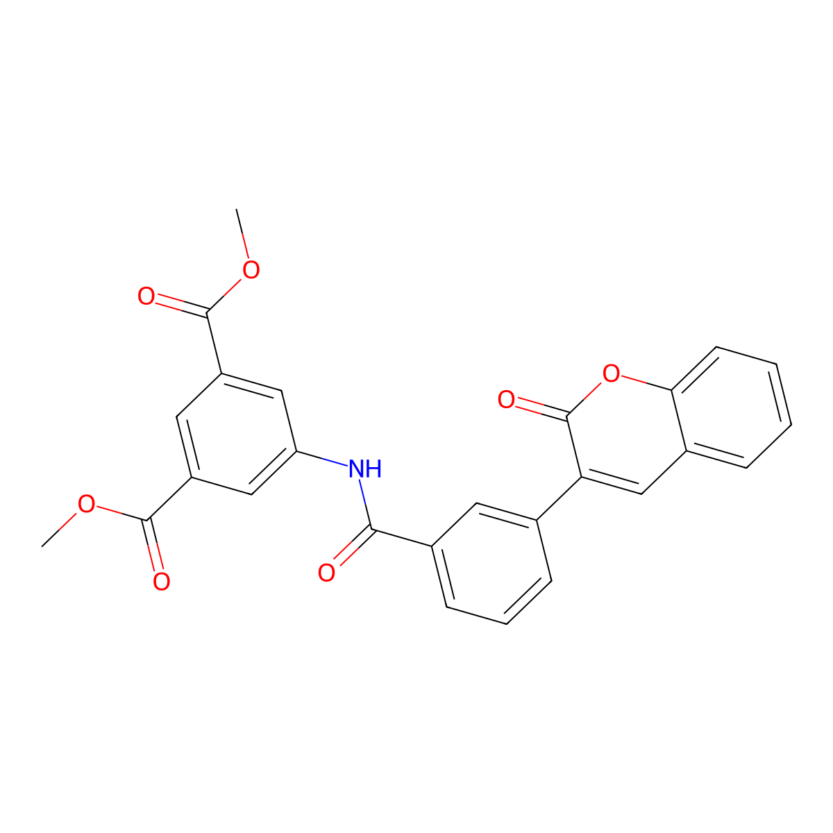 Dimethyl 5-[[3-(2-oxochromen-3-yl)benzoyl]amino]benzene-1,3-dicarboxylate molecular structure, CAS 844659-16-1