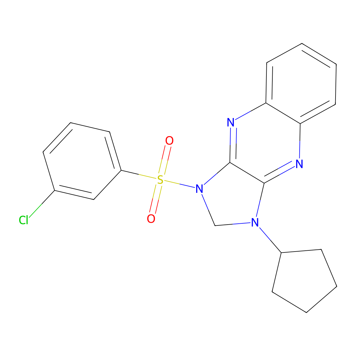 1-((3-chlorophenyl)sulfonyl)-3-cyclopentyl-2,3-dihydro-1H-imidazo[4,5-b]quinoxaline molecular structure, CAS 844659-55-8