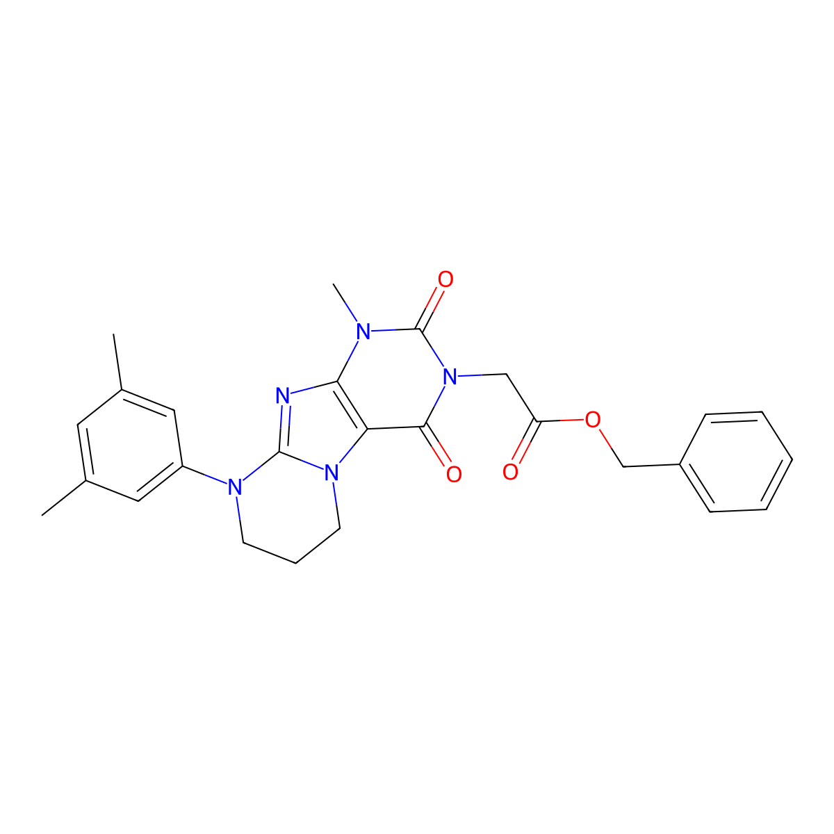 benzyl 2-[9-(3,5-dimethylphenyl)-1-methyl-2,4-dioxo-7,8-dihydro-6H-purino[7,8-a]pyrimidin-3-yl]acetate molecular structure, CAS 844660-02-2