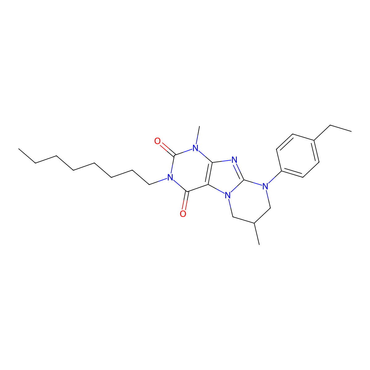 9-(4-ethylphenyl)-1,7-dimethyl-3-octyl-6,7,8,9-tetrahydropyrimido[2,1-f]purine-2,4(1H,3H)-dione molecular structure, CAS 844660-12-4