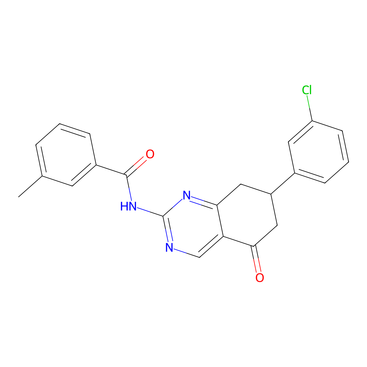 N-[7-(3-chlorophenyl)-5-oxo-5,6,7,8-tetrahydroquinazolin-2-yl]-3-methylbenzamide molecular structure, CAS 844660-21-5
