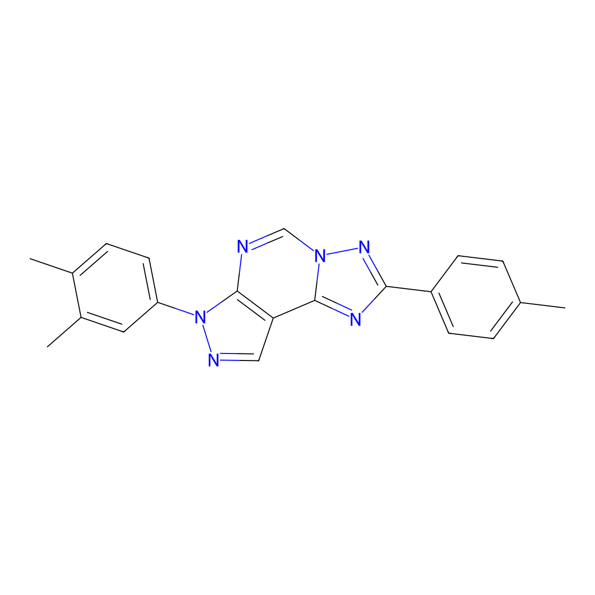 3-(3,4-Dimethylphenyl)-8-(4-methylphenyl)-6-hydropyrazolo[5,4-d]1,2,4-triazolo [1,5-e]pyrimidine molecular structure, CAS 844660-38-4