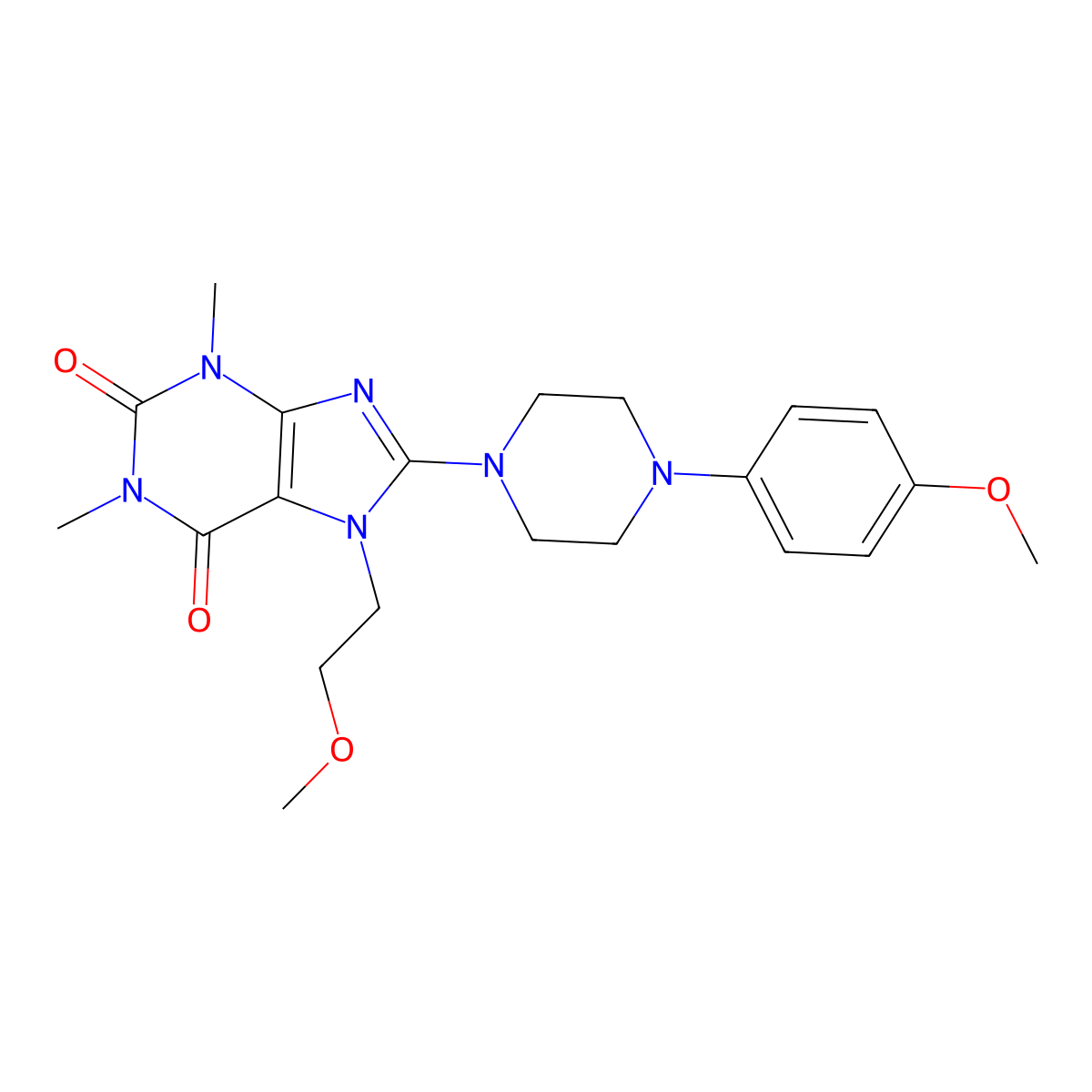 7-(2-Methoxyethyl)-8-[4-(4-methoxyphenyl)piperazin-1-yl]-1,3-dimethylpurine-2,6-dione molecular structure, CAS 844660-42-0