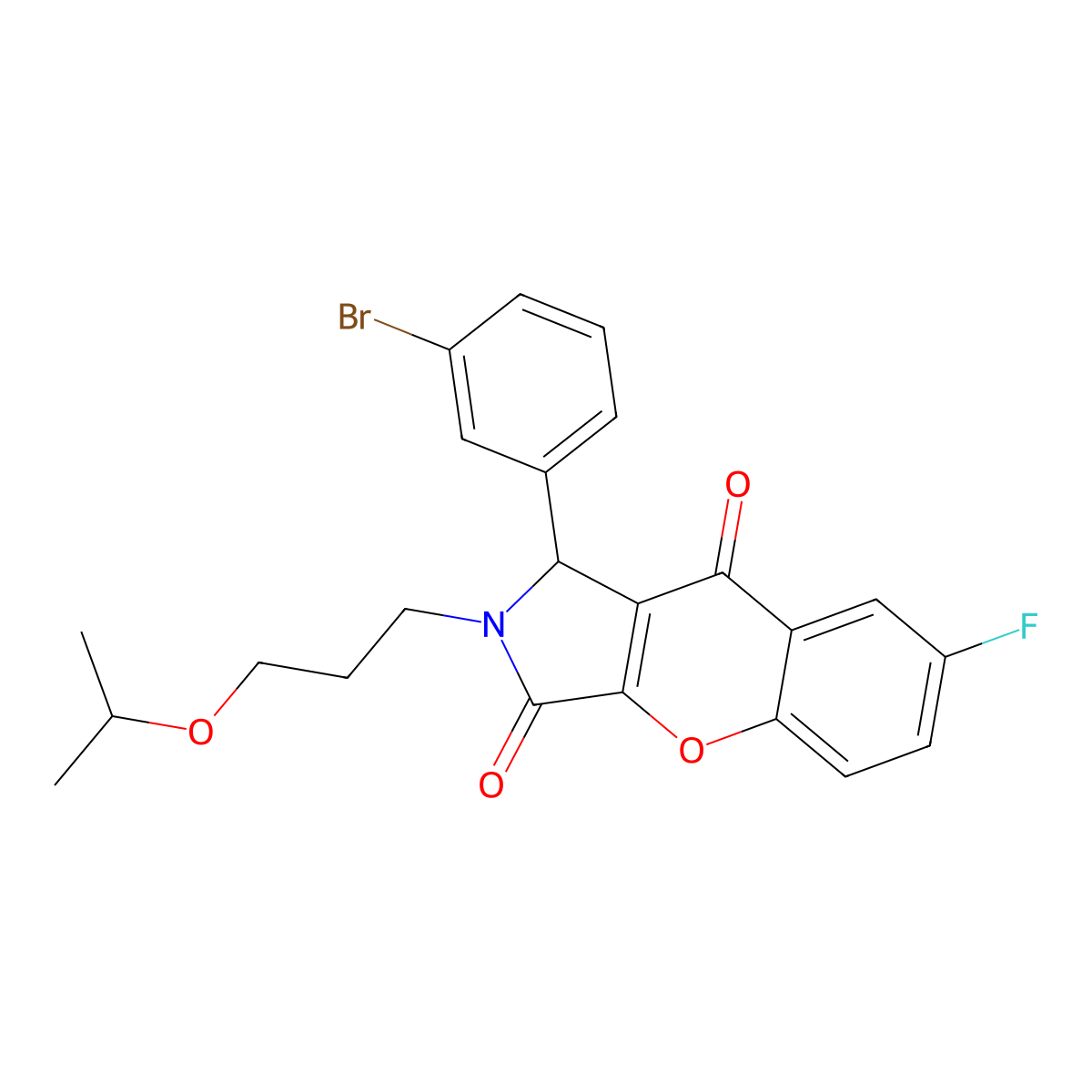 1-(3-Bromophenyl)-7-fluoro-2-(3-isopropoxypropyl)-1,2-dihydrochromeno[2,3-c]pyrrole-3,9-dione molecular structure, CAS 844660-51-1
