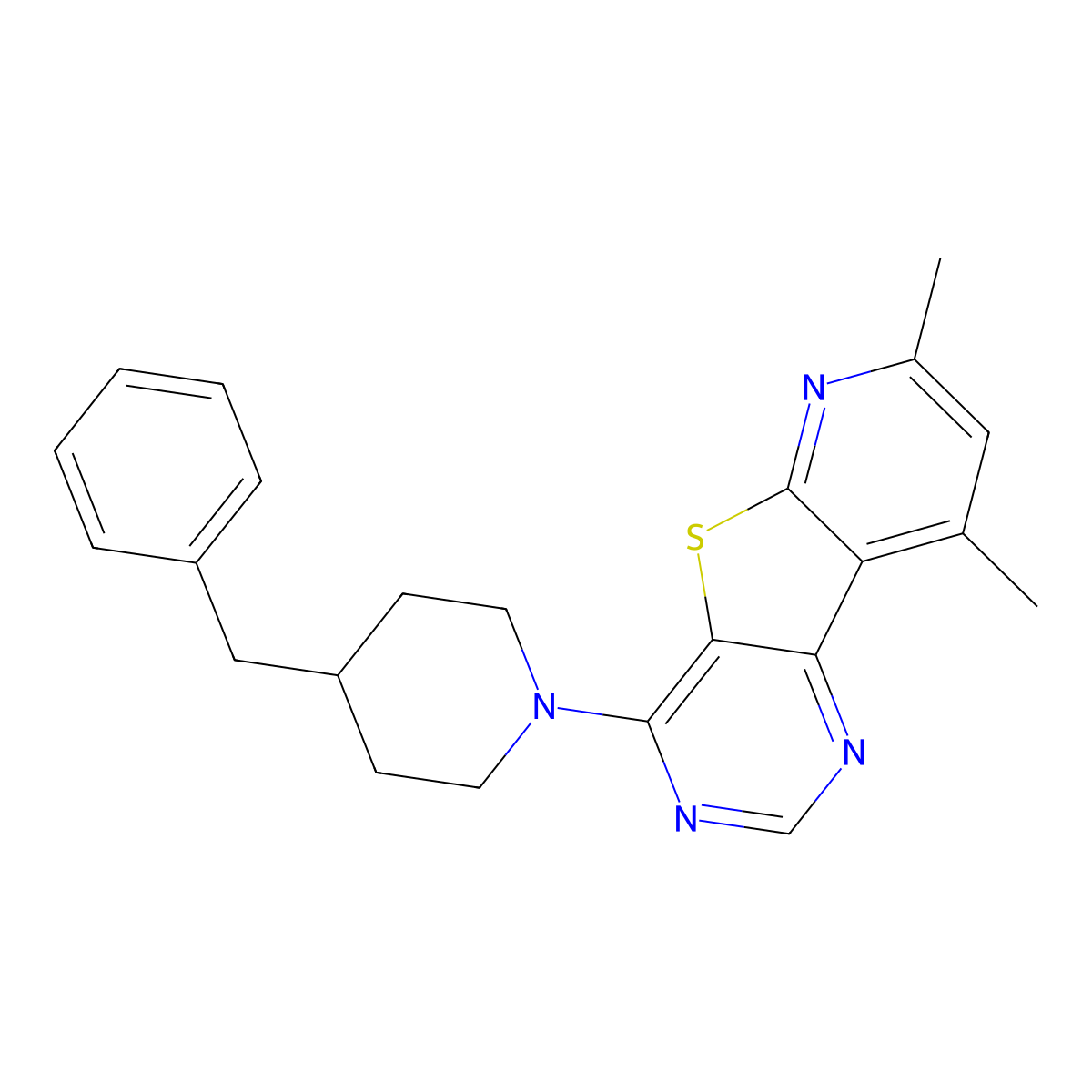 4-(4-Benzylpiperidin-1-yl)-7,9-dimethylpyrido[3',2':4,5]thieno[3,2-d]pyrimidine molecular structure, CAS 844661-64-9