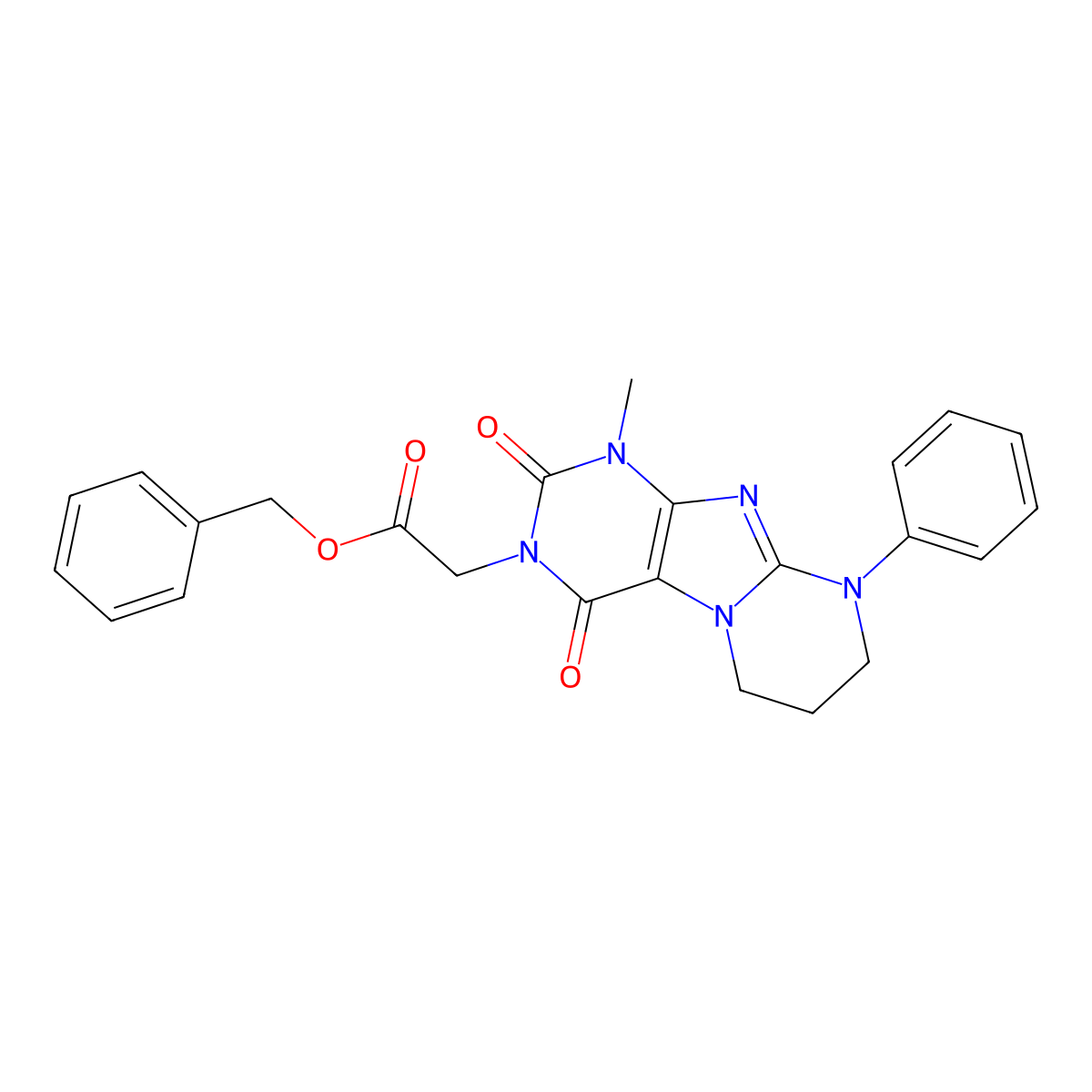 benzyl 2-(1-methyl-2,4-dioxo-9-phenyl-7,8-dihydro-6H-purino[7,8-a]pyrimidin-3-yl)acetate molecular structure, CAS 844661-74-1