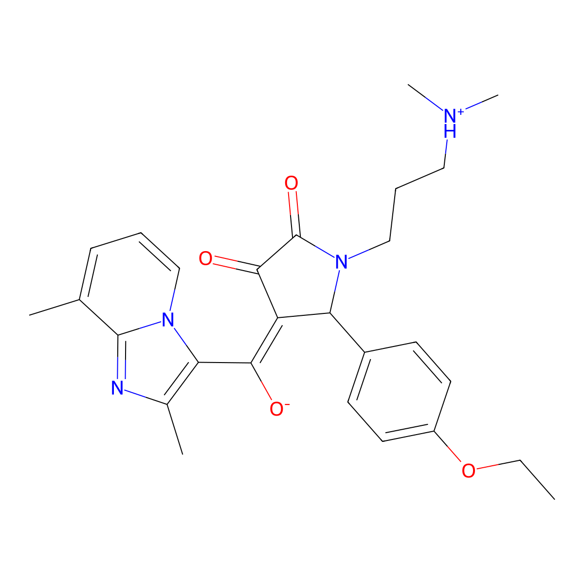 1-[3-(dimethylamino)propyl]-4-{2,8-dimethylimidazo[1,2-a]pyridine-3-carbonyl}-5-(4-ethoxyphenyl)-3-hydroxy-2,5-dihydro-1H-pyrrol-2-one molecular structure, CAS 844661-80-9