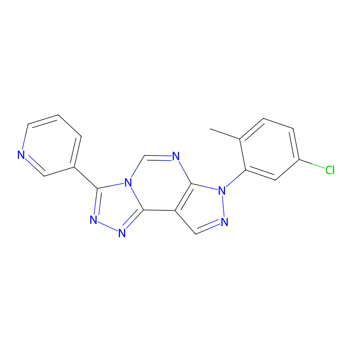 7-(5-chloro-2-methylphenyl)-3-(pyridin-3-yl)-7H-pyrazolo[4,3-e][1,2,4]triazolo[4,3-c]pyrimidine molecular structure, CAS 844662-39-1