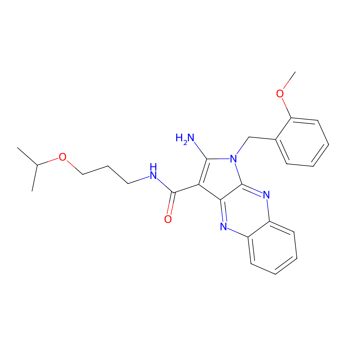 2-amino-N-(3-isopropoxypropyl)-1-(2-methoxybenzyl)-1H-pyrrolo[2,3-b]quinoxaline-3-carboxamide molecular structure, CAS 844663-06-5