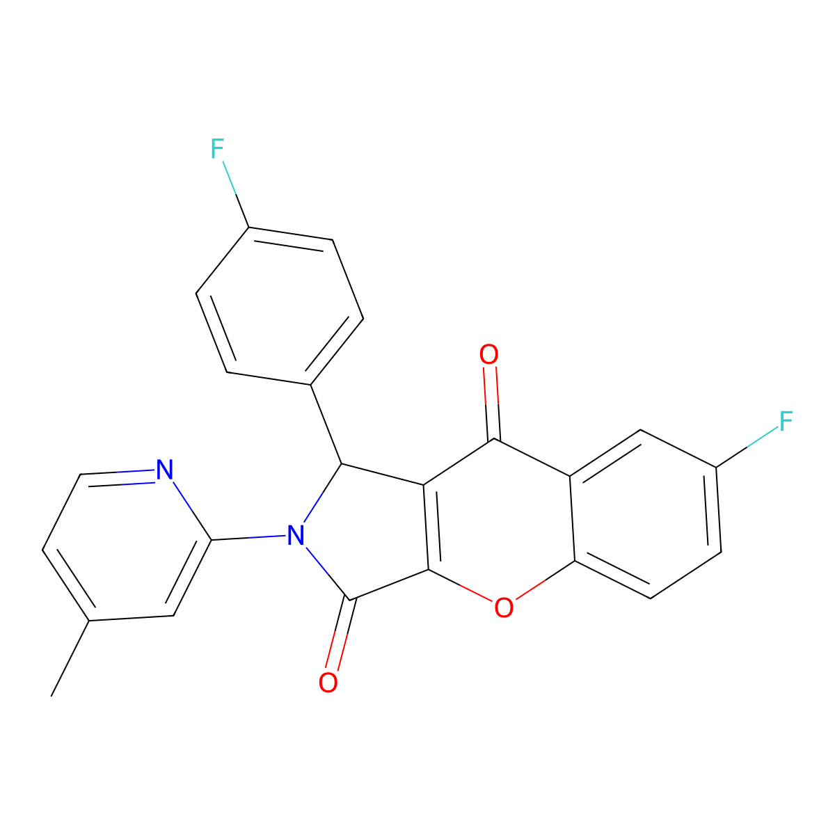 7-Fluoro-1-(4-fluorophenyl)-2-(4-methyl-2-pyridinyl)-1,2-dihydrochromeno[2,3-c]pyrrole-3,9-dione molecular structure, CAS 844663-10-1