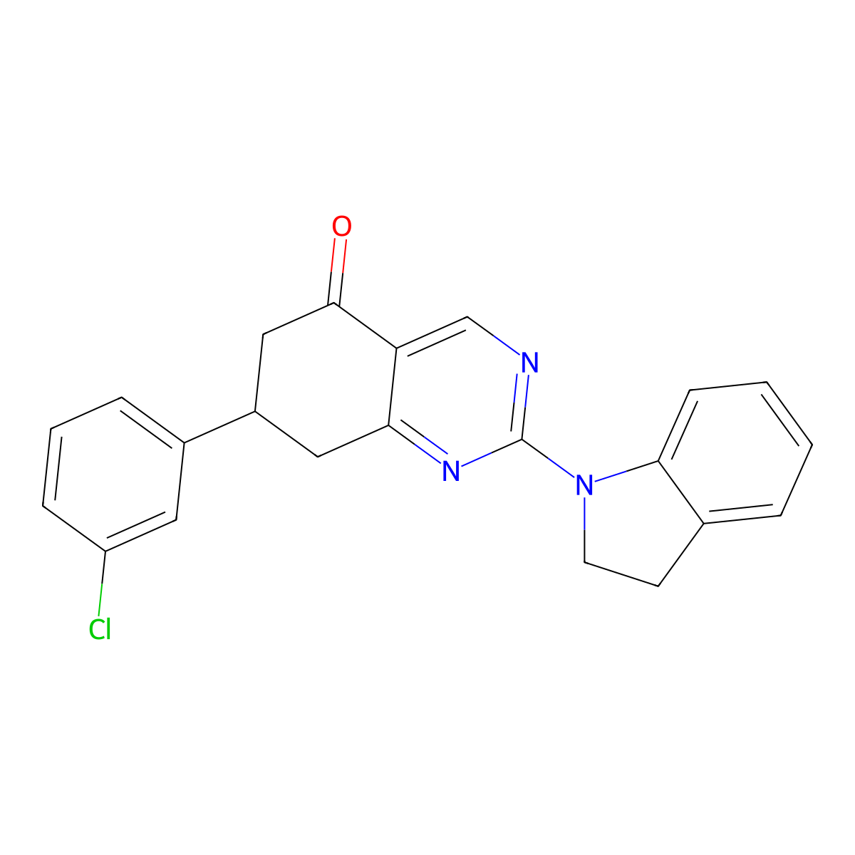 7-(3-chlorophenyl)-2-(2,3-dihydro-1H-indol-1-yl)-7,8-dihydroquinazolin-5(6H)-one molecular structure, CAS 844663-15-6