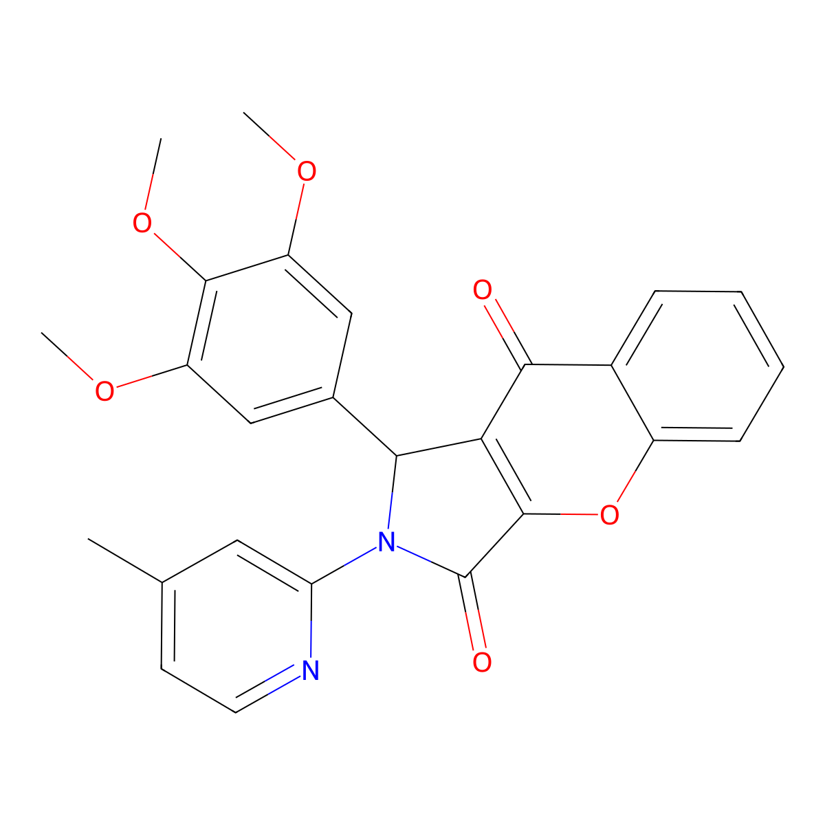 2-(4-Methyl-2-pyridinyl)-1-(3,4,5-trimethoxyphenyl)-1,2-dihydrochromeno[2,3-c]pyrrole-3,9-dione molecular structure, CAS 844663-17-8