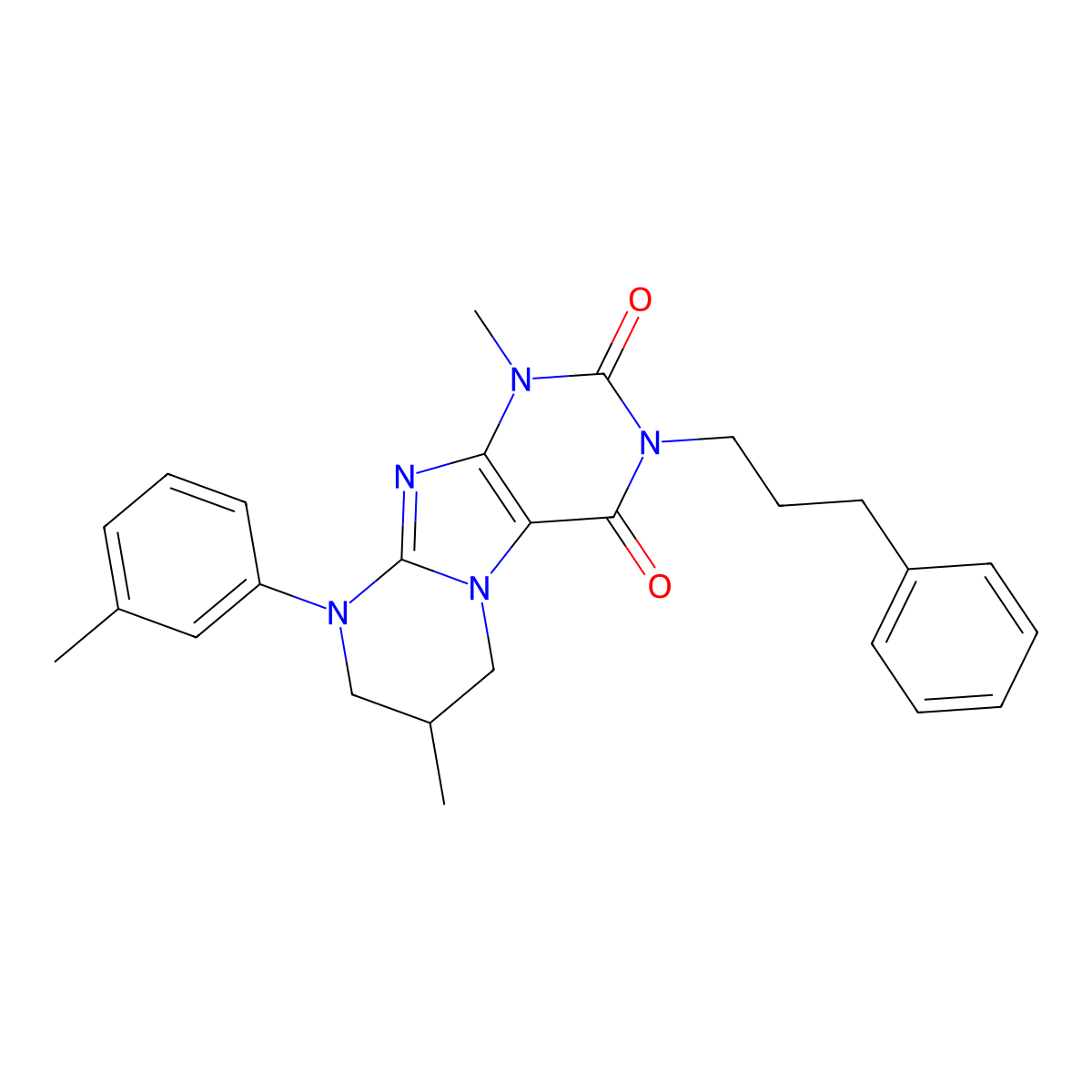 1,7-dimethyl-9-(3-methylphenyl)-3-(3-phenylpropyl)-7,8-dihydro-6H-purino[7,8-a]pyrimidine-2,4-dione molecular structure, CAS 844663-31-6