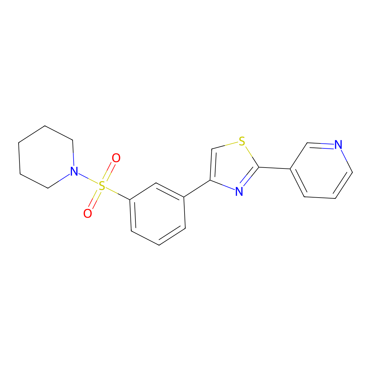 3-{4-[3-(Piperidin-1-ylsulfonyl)phenyl]-1,3-thiazol-2-yl}pyridine molecular structure, CAS 844663-41-8