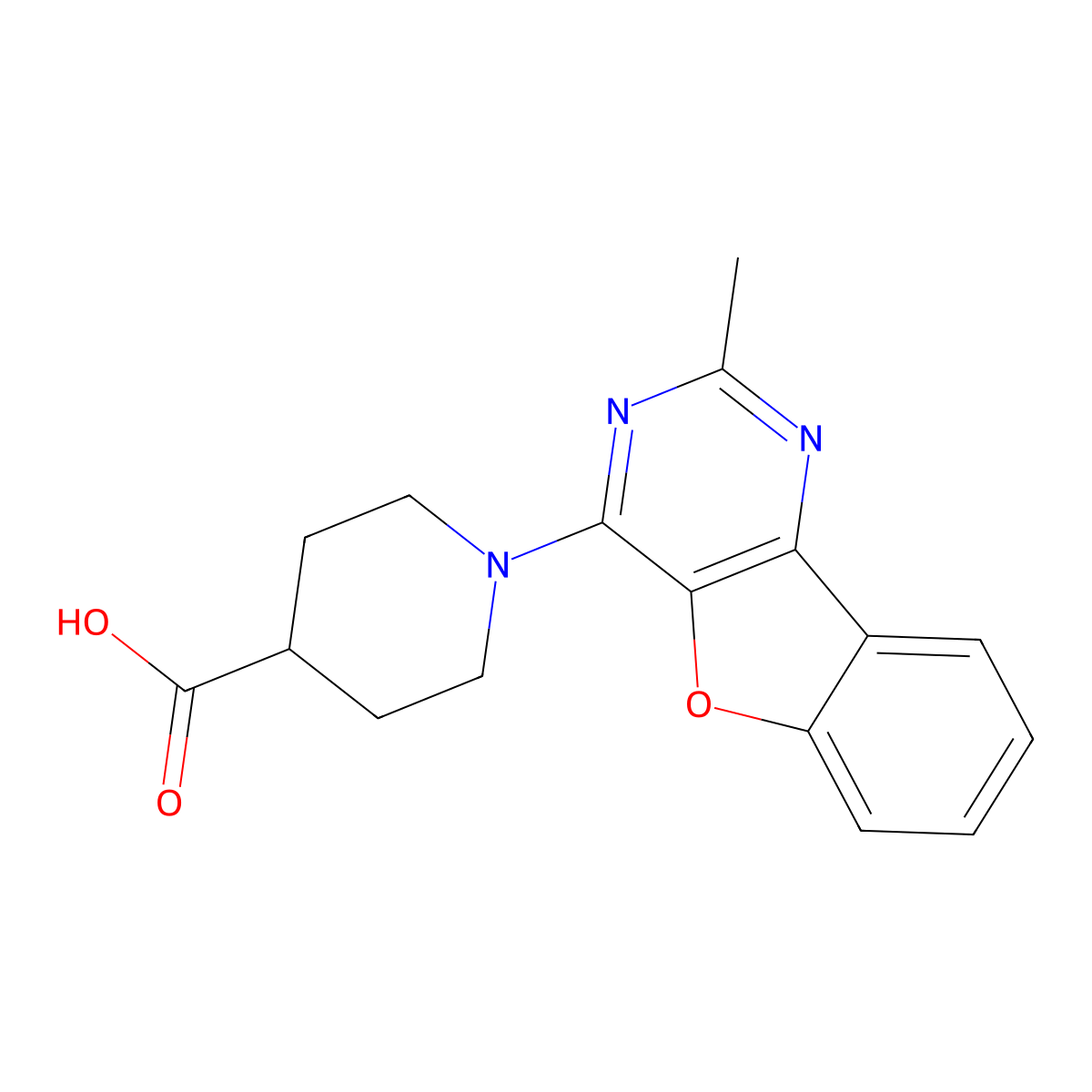 1-(2-Methylbenzofuro[3,2-d]pyrimidin-4-yl)piperidine-4-carboxylic acid molecular structure, CAS 844663-42-9