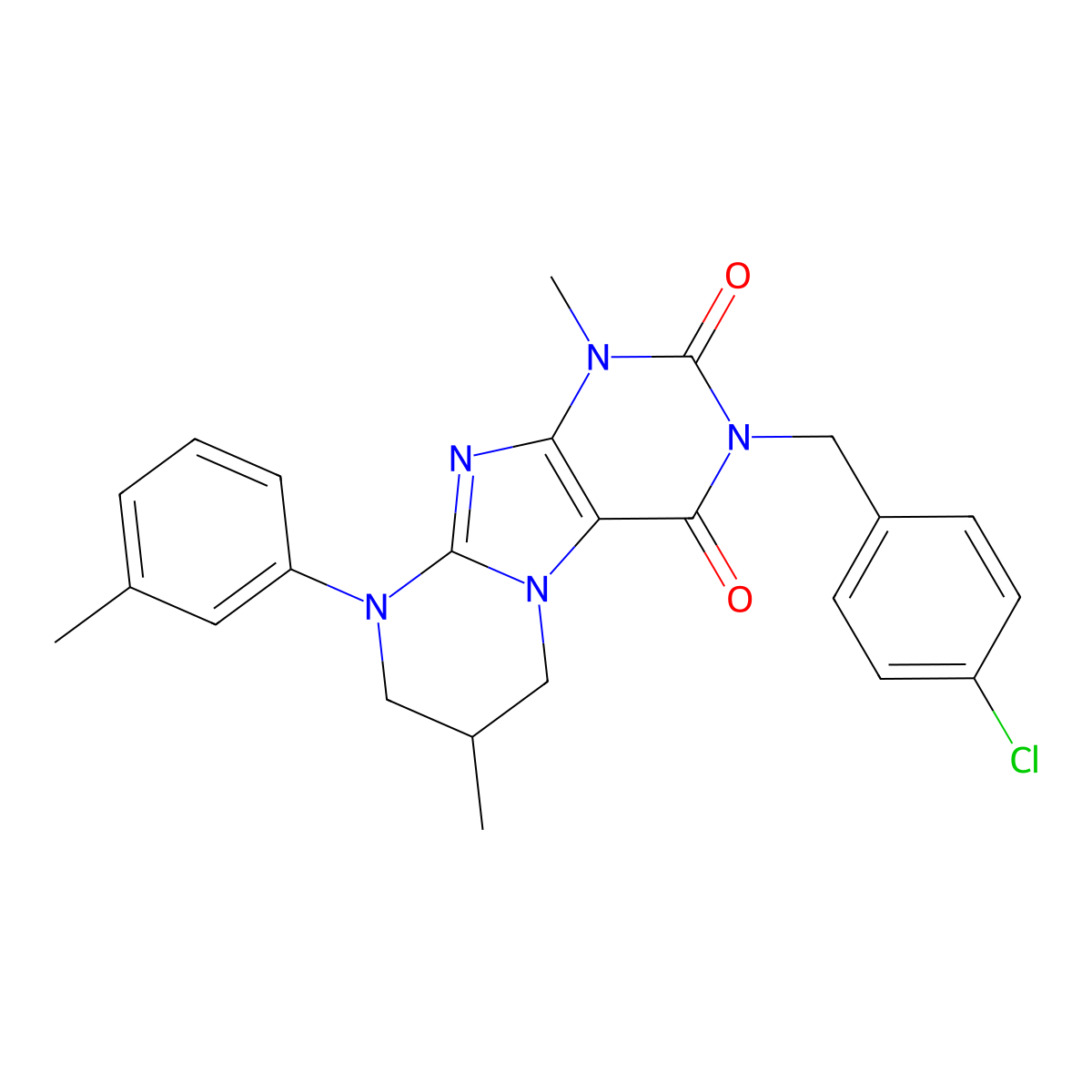 3-[(4-chlorophenyl)methyl]-1,7-dimethyl-9-(3-methylphenyl)-7,8-dihydro-6H-purino[7,8-a]pyrimidine-2,4-dione molecular structure, CAS 844663-62-3