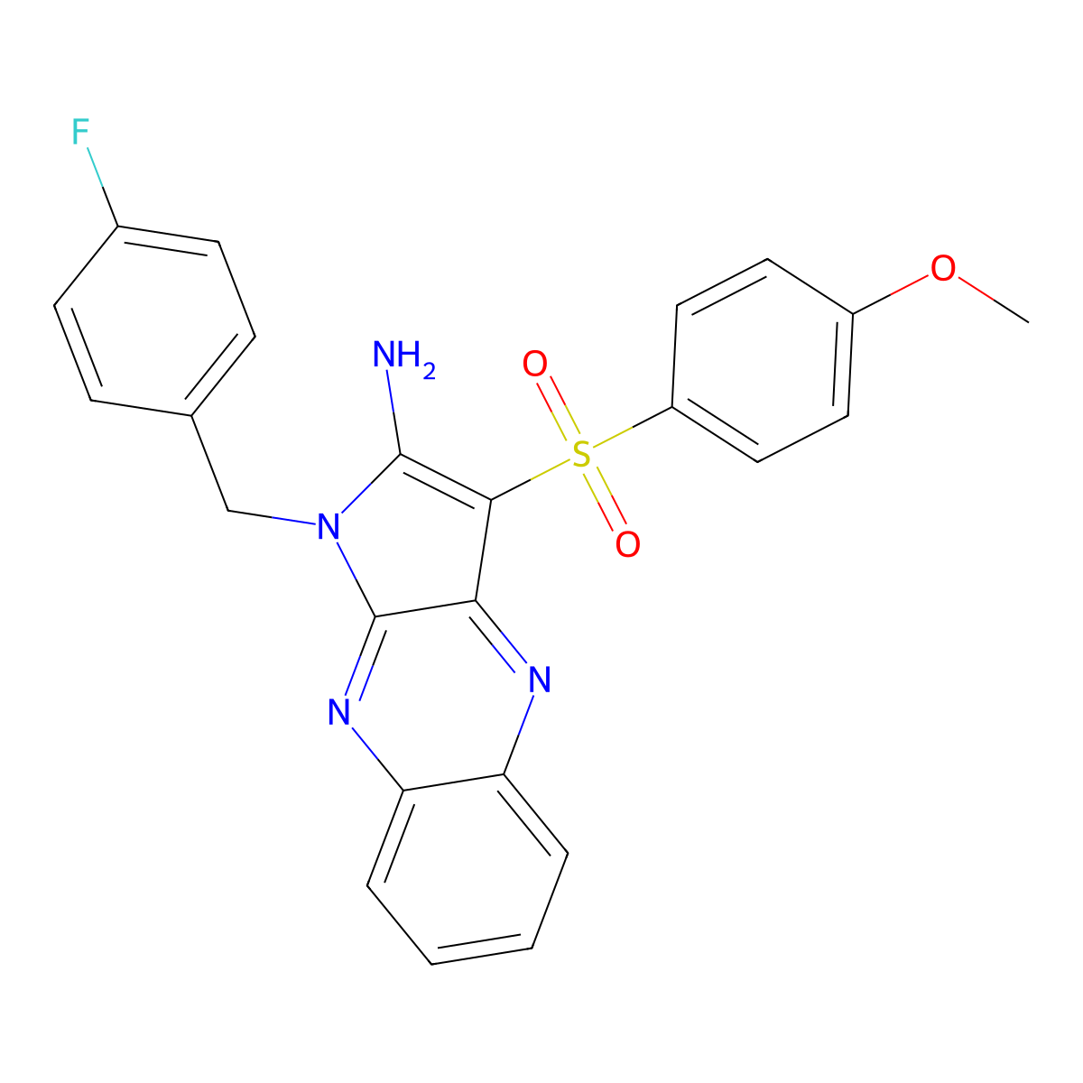 1-[(4-Fluorophenyl)methyl]-3-(4-methoxyphenyl)sulfonylpyrrolo[3,2-b]quinoxalin-2-amine molecular structure, CAS 844663-99-6