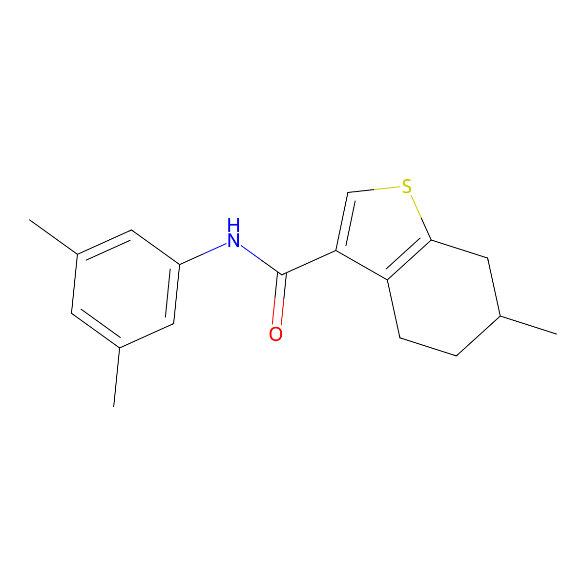 N-(3,5-dimethylphenyl)-6-methyl-4,5,6,7-tetrahydro-1-benzothiophene-3-carboxamide molecular structure, CAS 844664-08-0