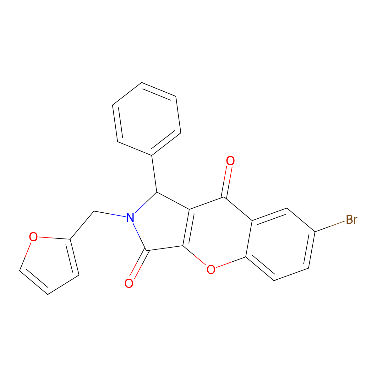 7-Bromo-2-(2-furylmethyl)-1-phenyl-1,2-dihydrochromeno[2,3-c]pyrrole-3,9-dione molecular structure, CAS 844664-13-7