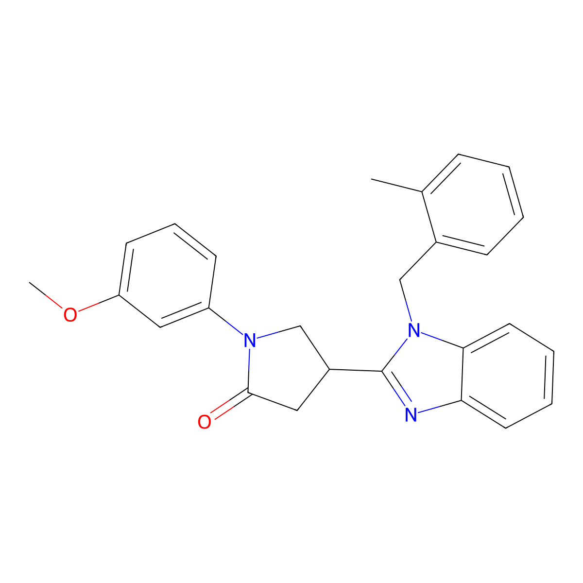1-(3-methoxyphenyl)-4-(1-(2-methylbenzyl)-1H-benzo[d]imidazol-2-yl)pyrrolidin-2-one molecular structure, CAS 844664-57-9