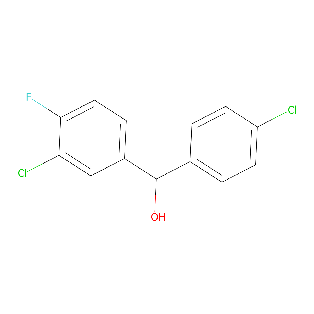 (3-Chloro-4-fluorophenyl)(4-chlorophenyl)methanol molecular structure, CAS 844683-34-7