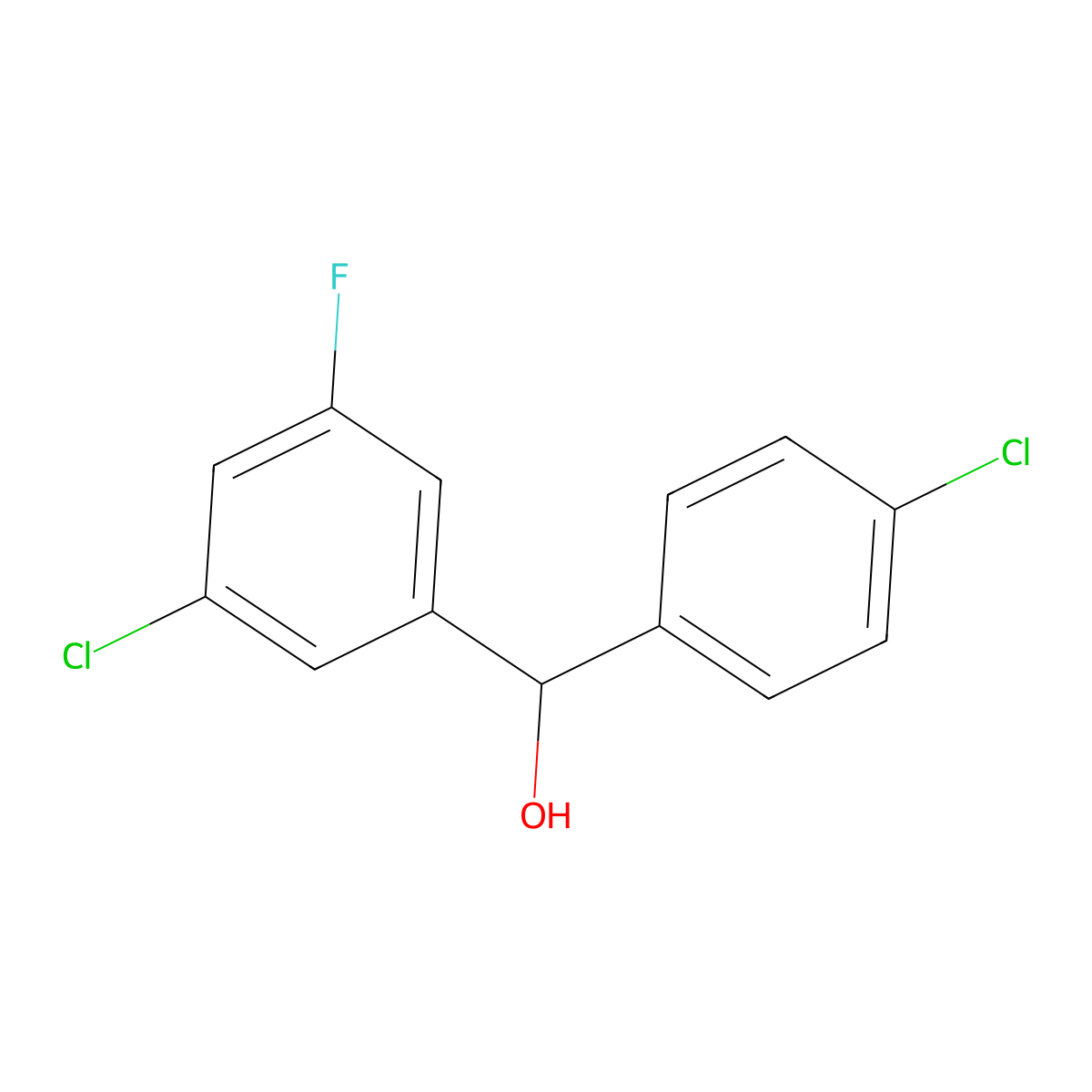 (3-Chloro-5-fluorophenyl)(4-chlorophenyl)methanol molecular structure, CAS 844683-35-8