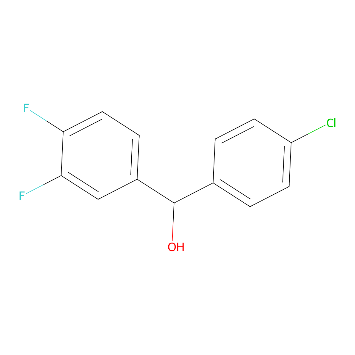 (4-Chlorophenyl)(3,4-difluorophenyl)methanol molecular structure, CAS 844683-37-0